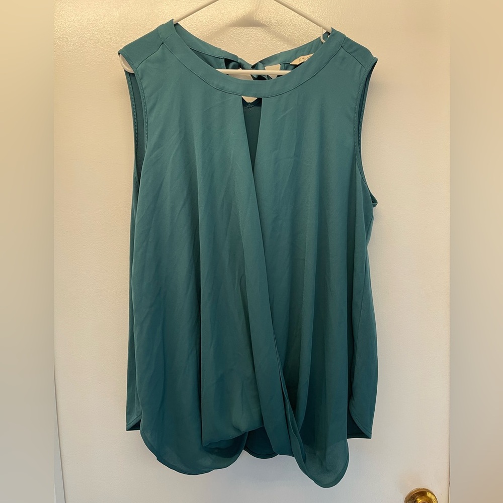 41 Hawthorn sleeveless wrap blouse with bow tie, women’s 2X